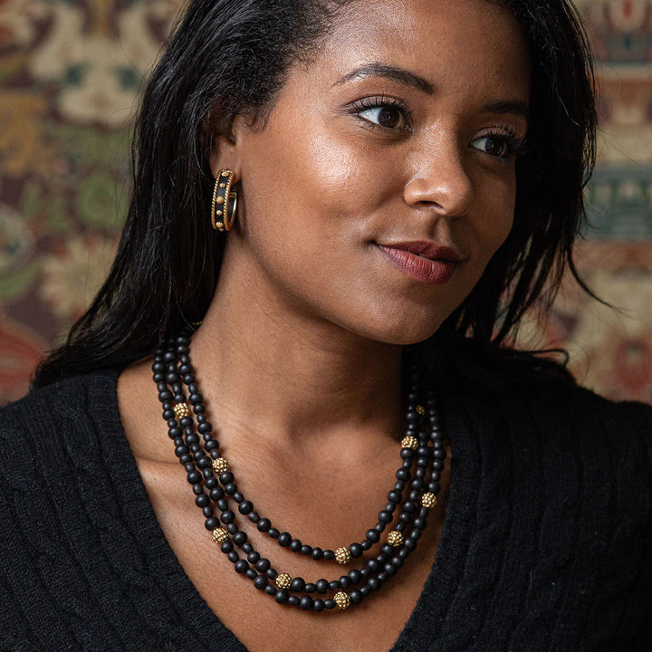 Berry Medium Hoop Earrings - Ebony Wood