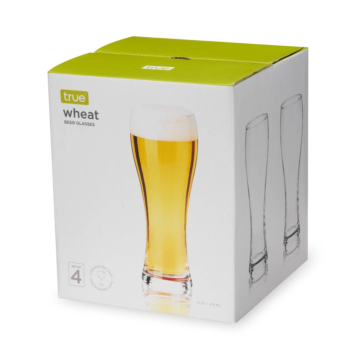 Heavy Base Glass Wheat Beer Glasses Set of 4