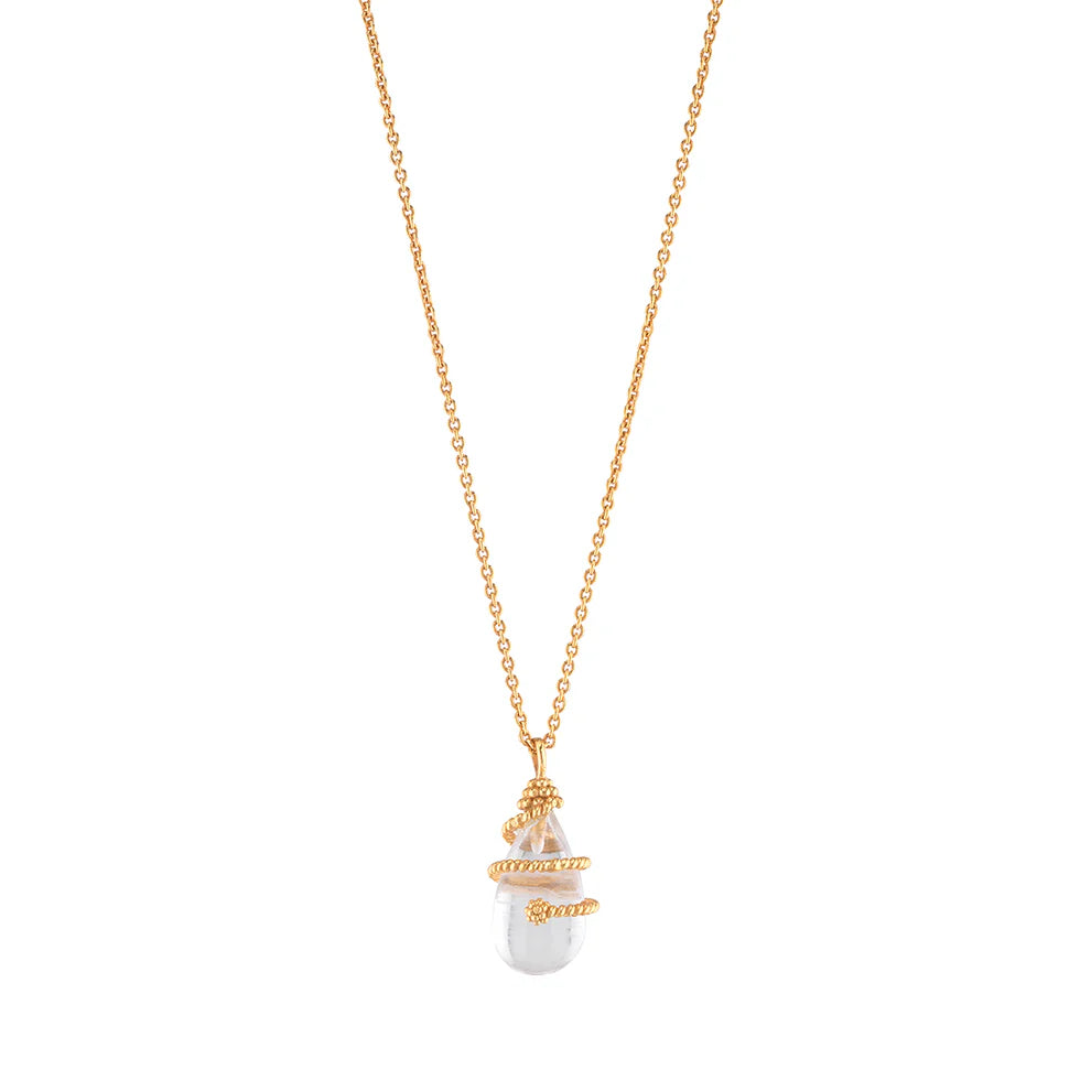 Lily Charm Necklace - Clear Quartz