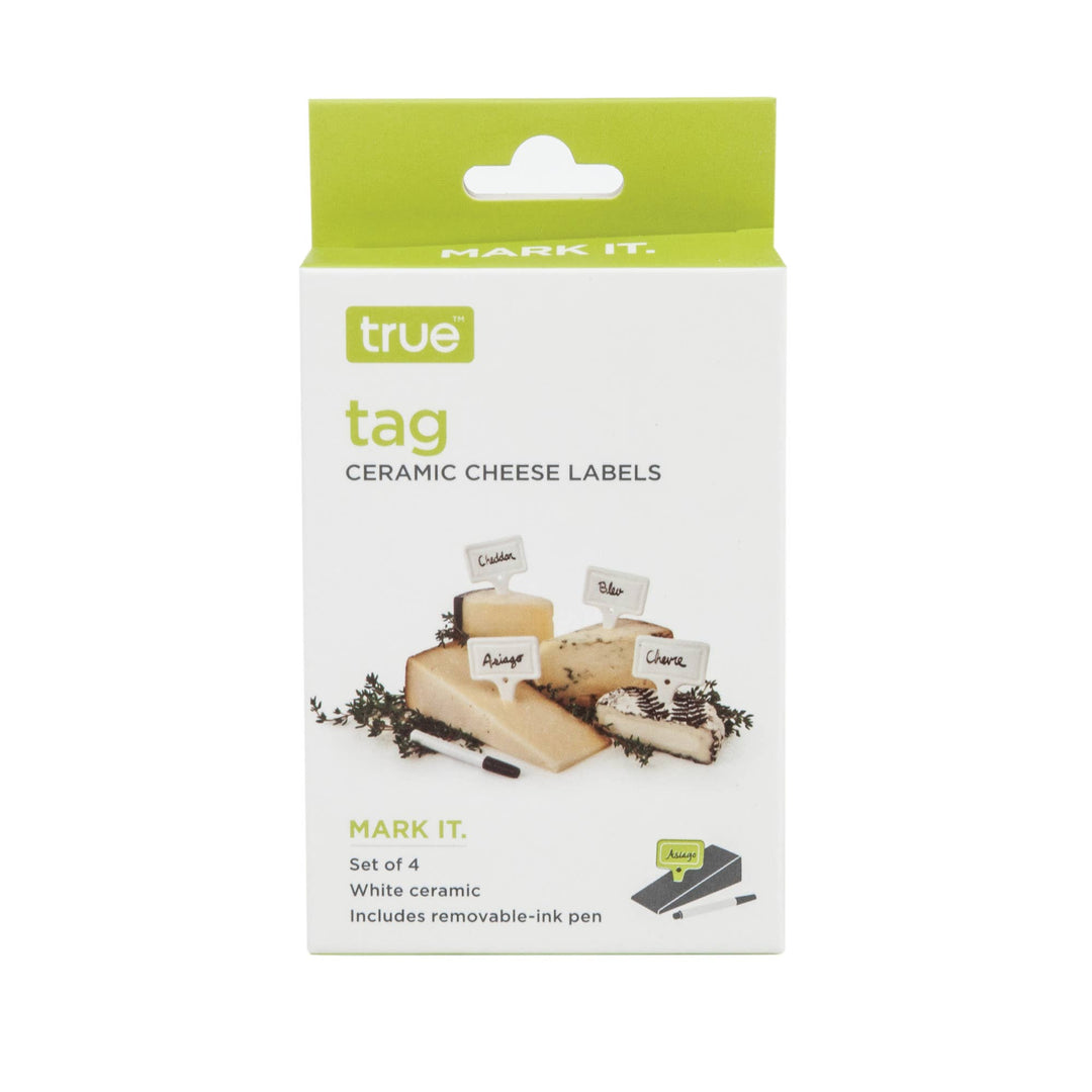 Tag Ceramic Cheese Labels with Removable Ink Pen Set of 4