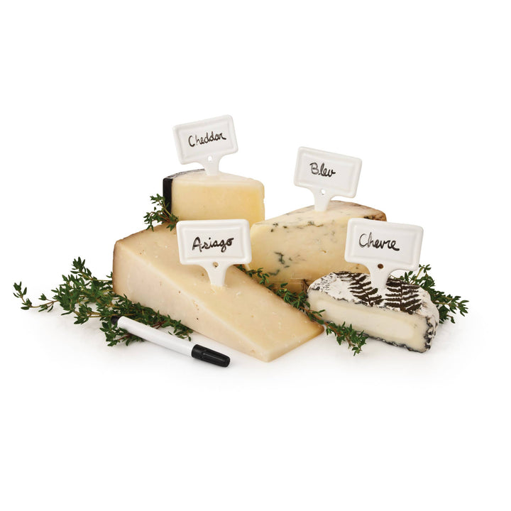 Tag Ceramic Cheese Labels with Removable Ink Pen Set of 4